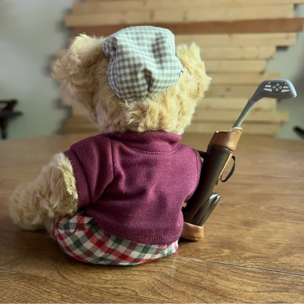 Russ Berrie Bears CHIP GOLFER Vintage Teddy Bear Stuffed Animal Toys